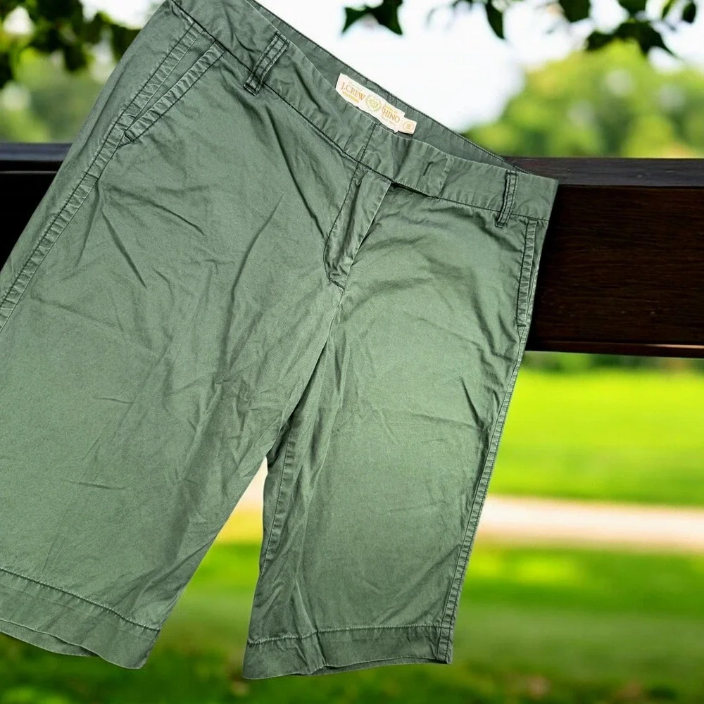 J.Crew Chino Shorts Womens 10 Green City Fit Broken-In Twill‎ Casual Summer